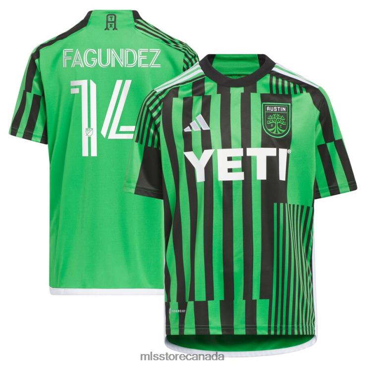 MLS Jerseys Kids Austin FC Diego Fagundez Adidas Green 2023 Las Voces Kit Replica Jersey 2X604606