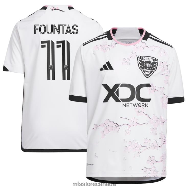 MLS Jerseys Kids D.C. United Taxi Fountas Adidas White 2023 The Cherry Blossom Kit Replica Player Jersey 2X604603