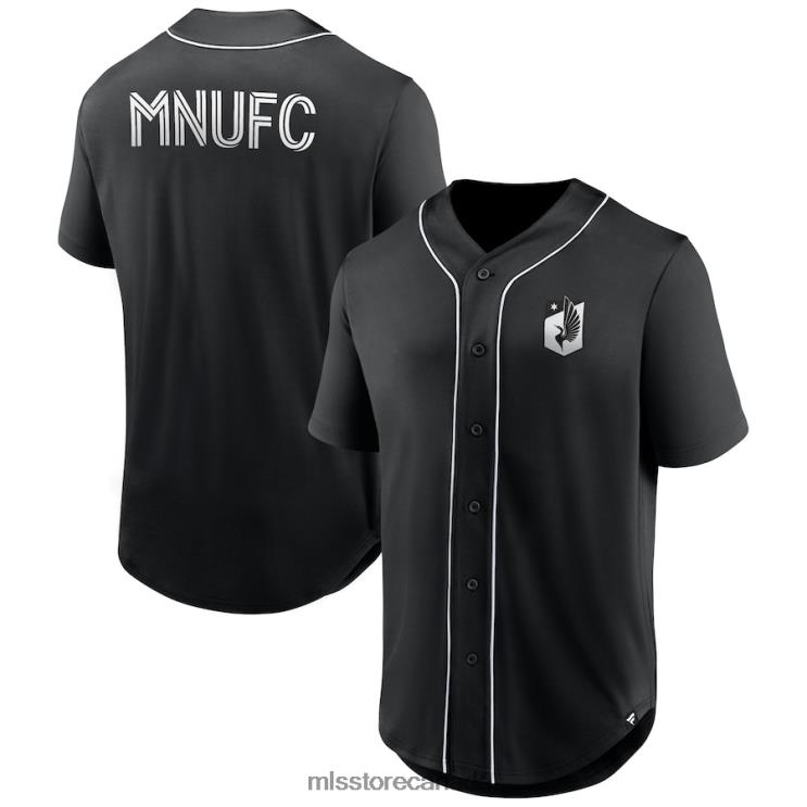 MLS Jerseys Men Minnesota United FC Fanatics Branded Black Third Period Fashion Baseball Button-Up Jersey 2X604245