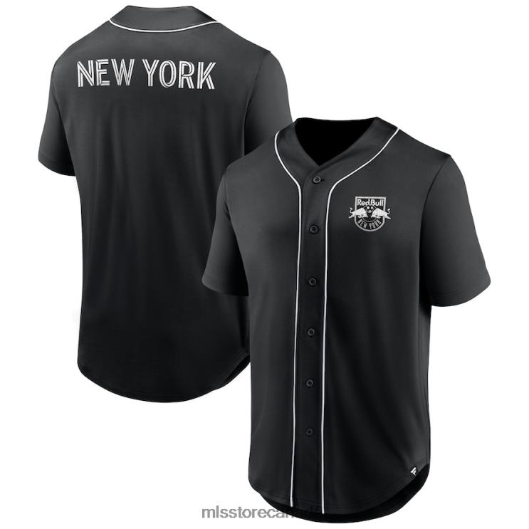 MLS Jerseys Men New York Red Bulls Fanatics Branded Black Third Period Fashion Baseball Button-Up Jersey 2X604318
